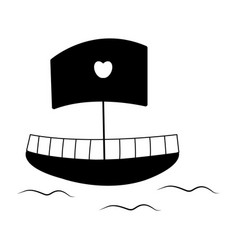 Black Boat With Heart