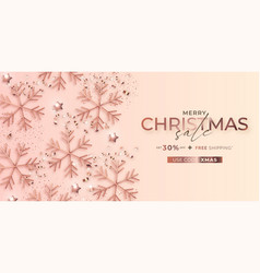 Elegant Christmas Sale Banner With Golden Rose