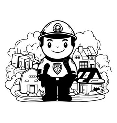 Fireman Standing In Front Of The House Of A