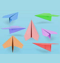 Set Of Fold Paper Airplane Inculde Side And Front