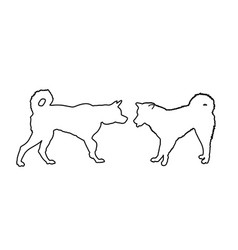 Siberian Husky Dog Couple In Love Line Contour