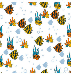 Tropical Fish And Coral Reef Seamless Pattern