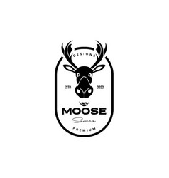 Head Animal Moose Badge Vintage Logo Design