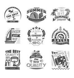 Summer Holiday Vacation Labels Set Black