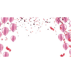 Birthday Background With Realistic Pink Balloons