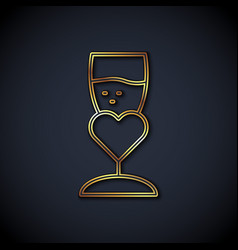 Gold Line Glass Of Champagne Icon Isolated