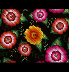 Seamless Mexican Floral Embroidery Pattern Flowers