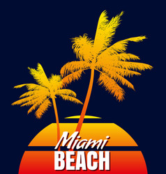 Sunset Miami Beach Summer Print T-shirt Design