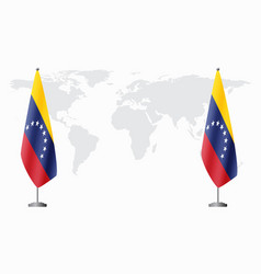 Venezuela And Flags For Official Meeting