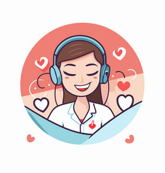 Young Woman With Headphones Listening To Music