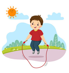 Cartoon Little Boy Jumping Rope