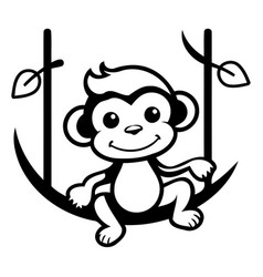 Cute Monkey In A Swing Isolated On White