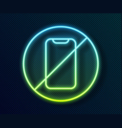 Glowing Neon Line No Cell Phone Icon Isolated