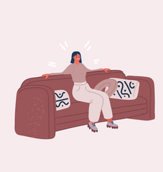 Woman Sitting On Sofa