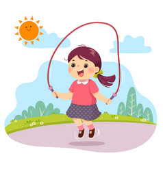 Cartoon Little Girl Jumping Rope