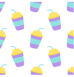 Cartoon Seamless Pattern With Paper Cup Of Drink