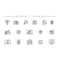 Photo And Video Icons Line Style Set