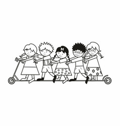 Children On Scooter Coloring Page Humor