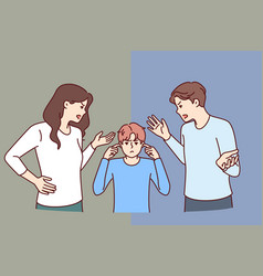 Kid Stands Between Screaming Parents Scolding Son