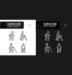 Leg Amputation Linear Icons Set For Dark Light