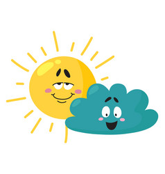 Happy Sun And Cloud Cute Weather Icon