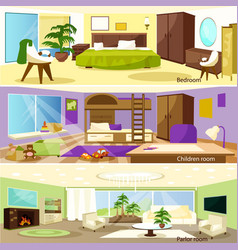 Horizontal Cartoon Living Room Interior Banners