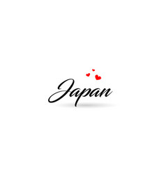 Japan Name Country Word With Three Red Love Heart