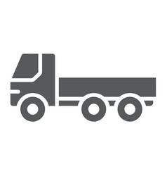 Flatbed Truck Glyph Icon Automobile And Cargo