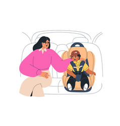 Kid Sleeping In Baby Car Seat Mother And Toddler