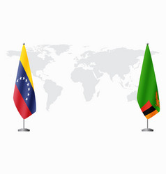 Venezuela And Zambia Flags For Official Meeting