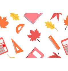 Seamless Pattern Of Autumn Leaves And School