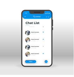 Blue live chat ui ux gui screen for mobile apps Vector Image