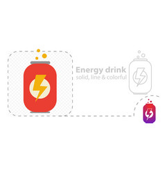 Energy Drink Isolated Flat Soda Can Line Icon