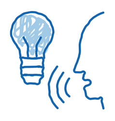 Lightbulb Voice Control Doodle Icon Hand Drawn