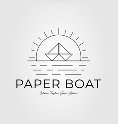 Paper Boat Or Sailboat With Sunburst Logo Design