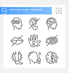 People With Perception Disorders Linear Icons Set