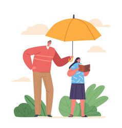 Protective Family Umbrella Father Holds