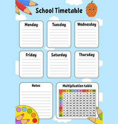 School Timetable For The Education Of Children