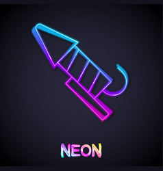 Glowing Neon Line Firework Rocket Icon Isolated