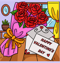 Valentines Day Flower Colored Cartoon