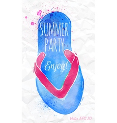 Watercolor Flip Flop Sandals On A Crumpled Paper