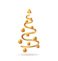 3d Christmas Tree With Gold Spiral And Balls