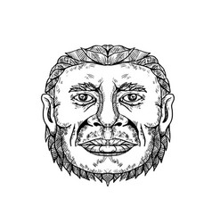 Neanderthal Male Head Doodle Art