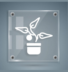 White Plant In Pot Icon Isolated On Grey