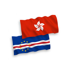 Flags Of Republic Of Cabo Verde And Hong Kong On A