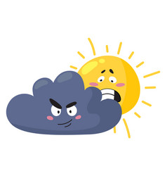 Funny Cloudy Weather Icon Sky Character With Face