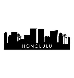 Honolulu Skyline Silhouette Black City