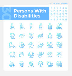 People With Disabilities Gradient Linear Icons Set