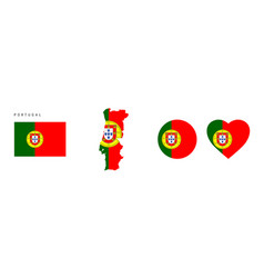 Portugal Flag In Different Shapes Icon Set Flat