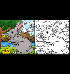 Rabbit Biting Coin Coloring Page